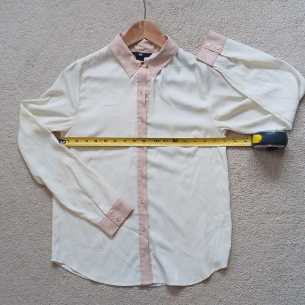 🪇2for$15 Ptp 17" H&M Cream and Pink Casual Button Down Shirt - Picture 10 of 10